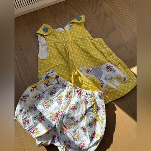 Baby Boden Yellow Polka Dot Dress with Floral Diaper Cover